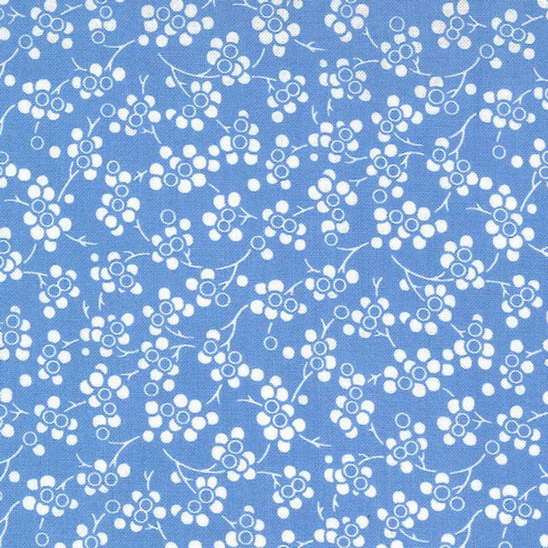 Shirtings hvitt på blått - 40cm