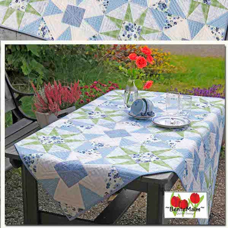 Stjerner og blomster - mønster på duk 