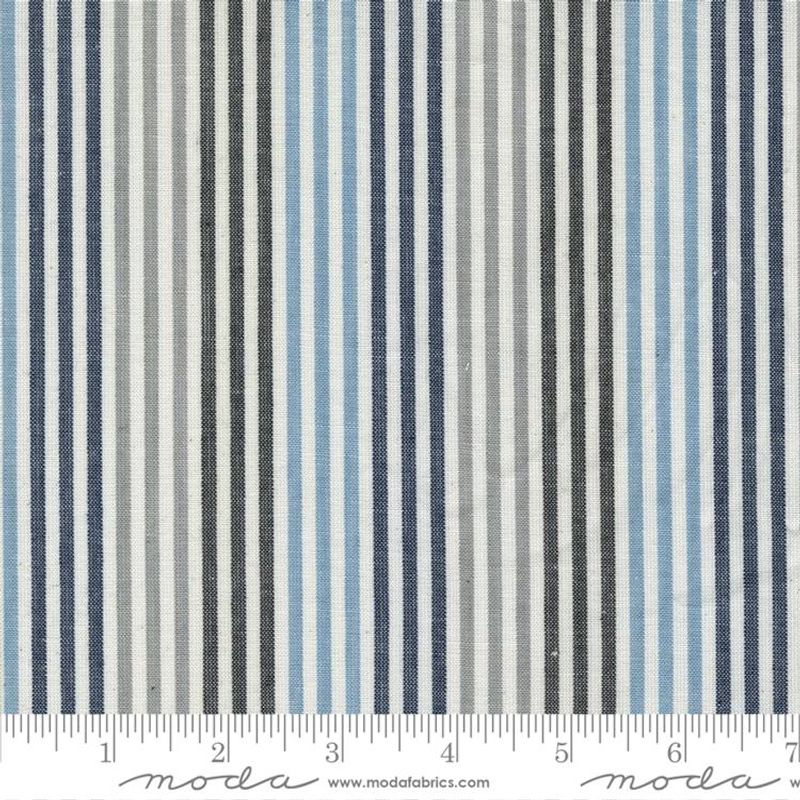 Vista woven - striper i koks, blå og lys grå