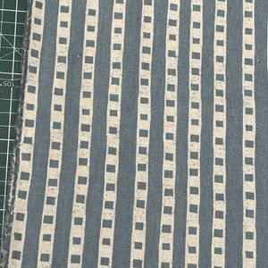 Lin-bomull Striper blå og naturhvit  2m