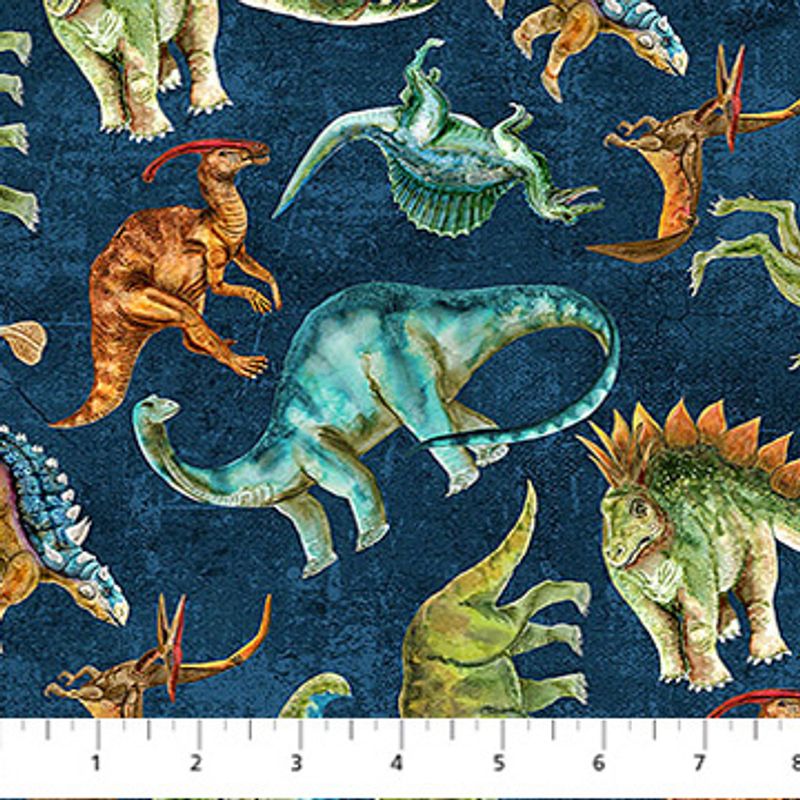 Dinosaurer på blå bunn